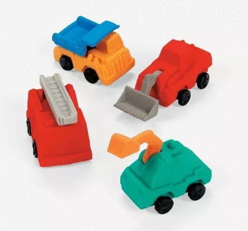 12 Construction Truck Erasers