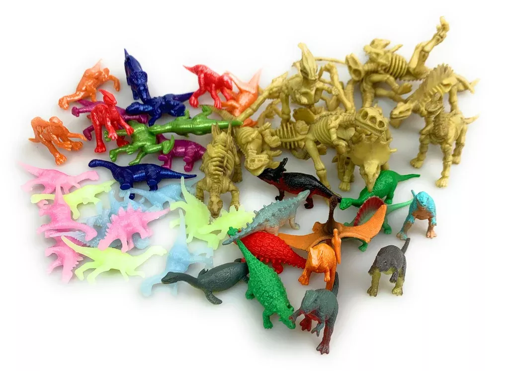 48 Assorted Dinosaur Figures - Glow, Skeleton, Painted, and Solid Dinos