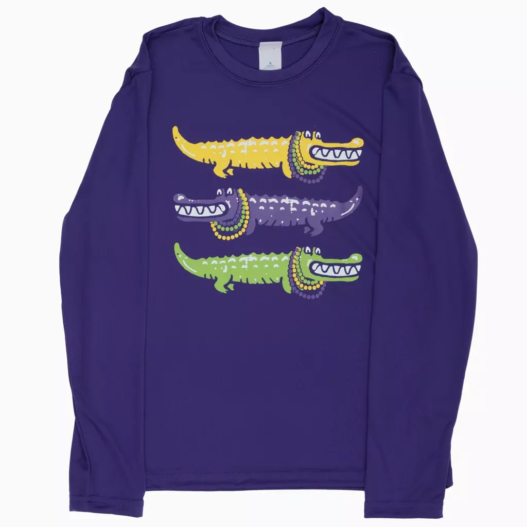Azarhia Three Alligators LS Purple Dri-Fit Shirt
