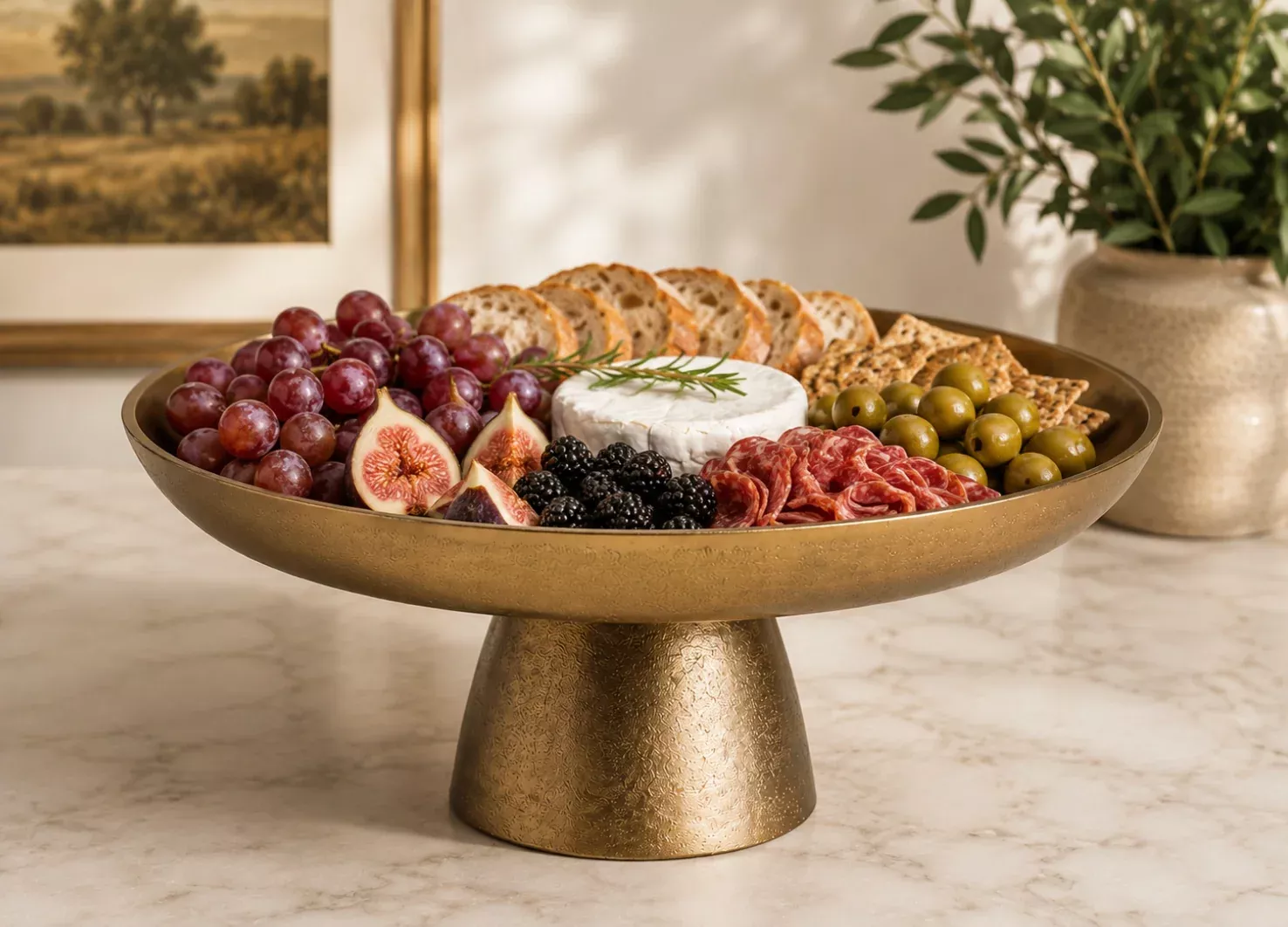 Brass Pedestal Serving Stand