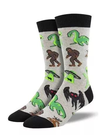 Cryptids Men's Crew Socks Gray Heather
