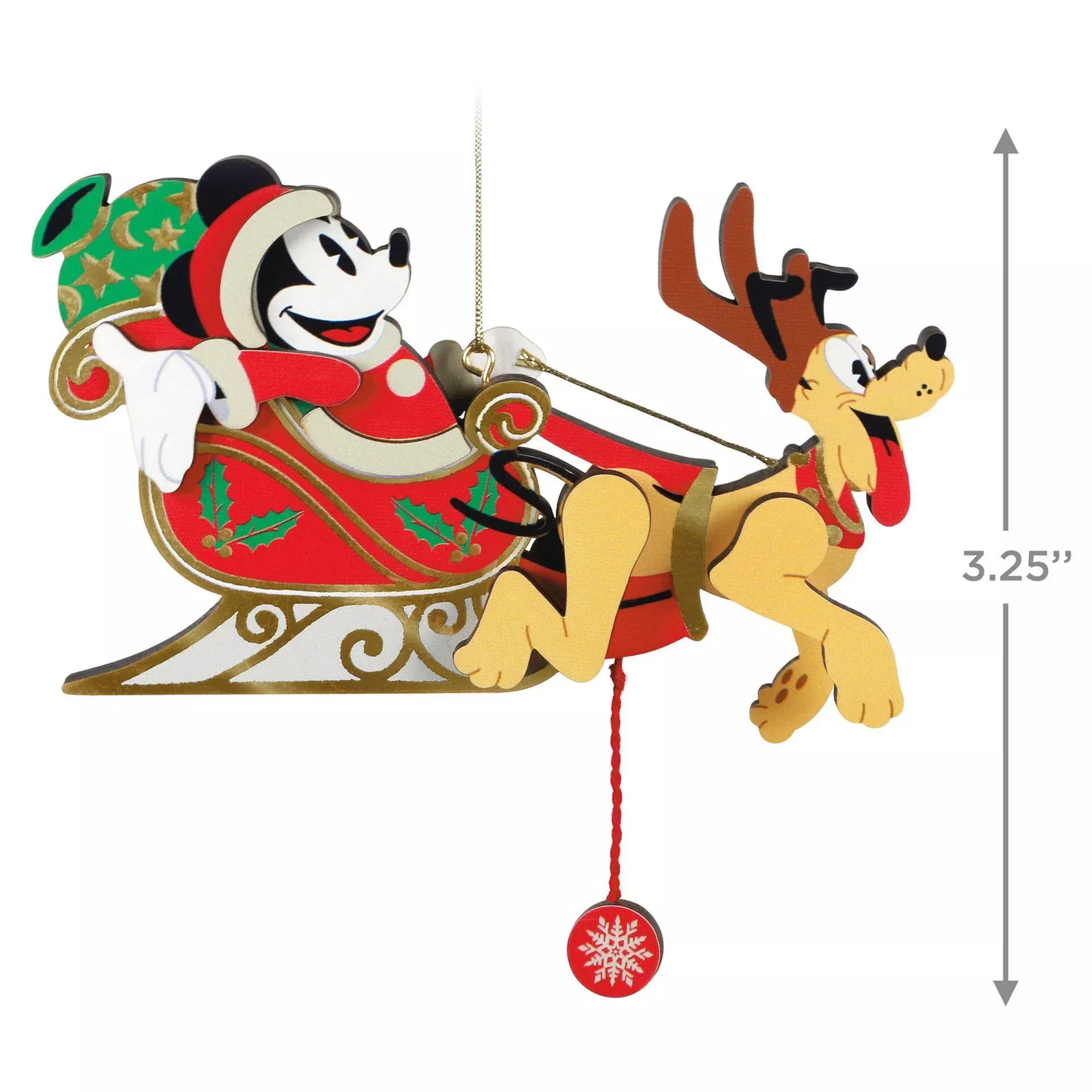 Disney Mickey and Pluto Oh, What Fun! Pull-String Ornament