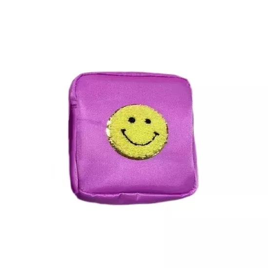 Nylon Varsity Pouch - Smiley Face